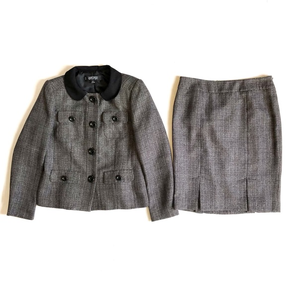 Kasper 4P Metallic Tweed 4 Petite Skirt Suit - Picture 1 of 16